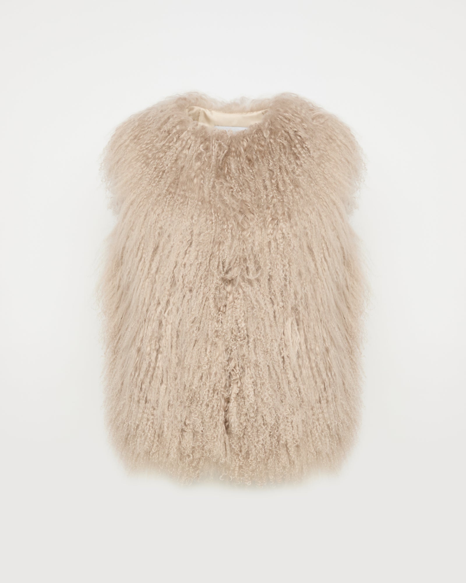Sleeveless  gilet in long haired lamb -Yves Salomon