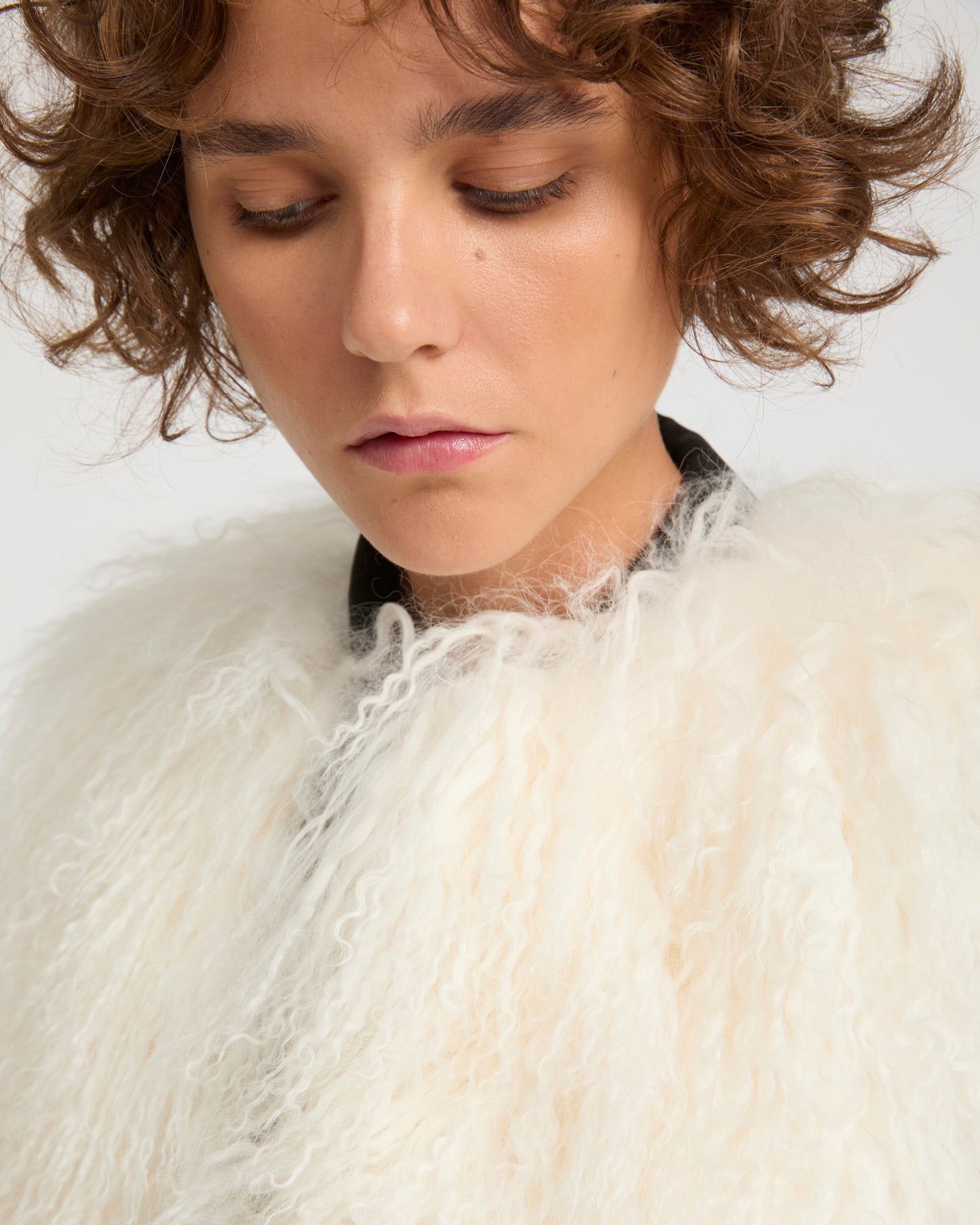 Sleeveless  gilet in long haired lamb -Yves Salomon
