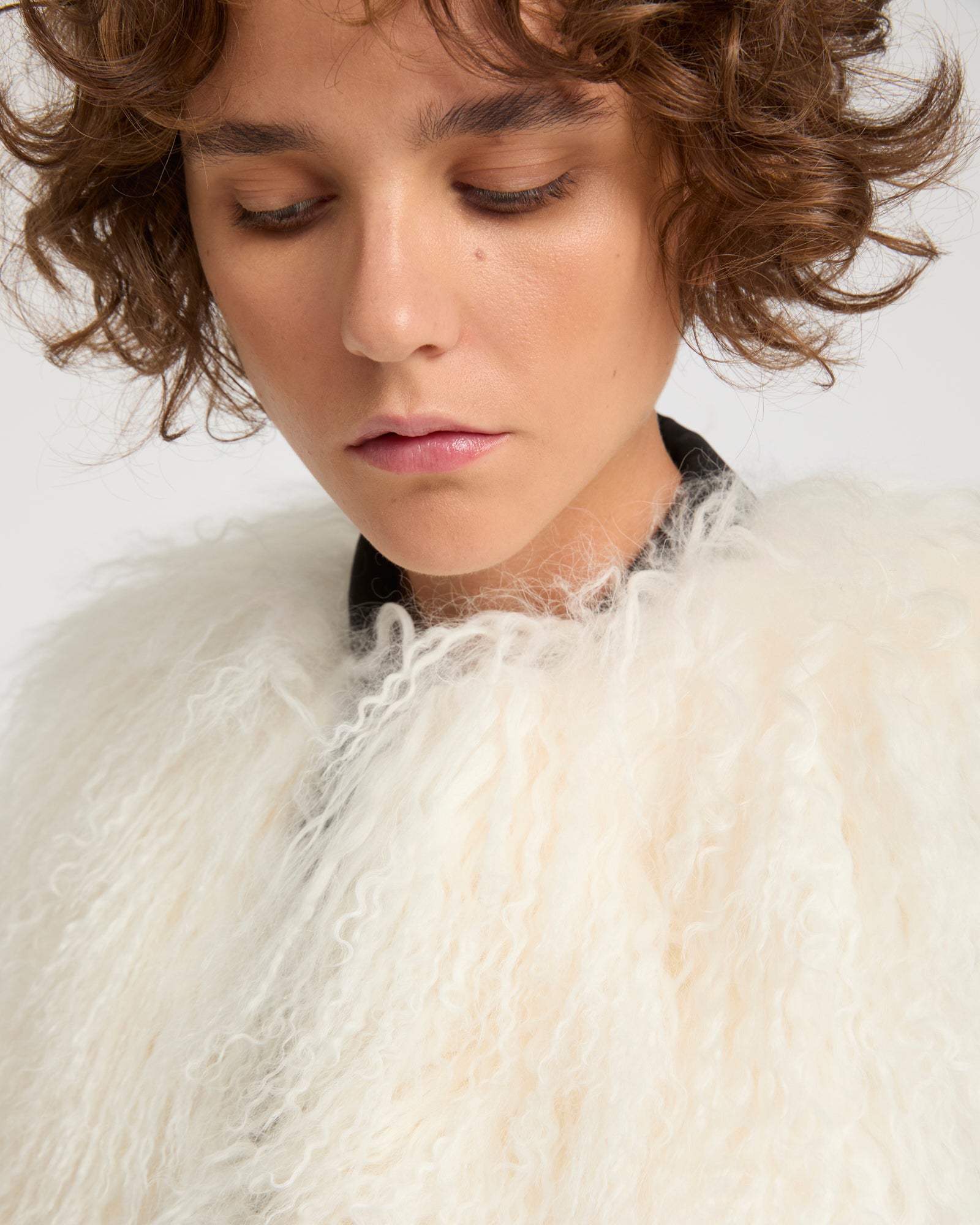 Sleeveless  gilet in long haired lamb -Yves Salomon