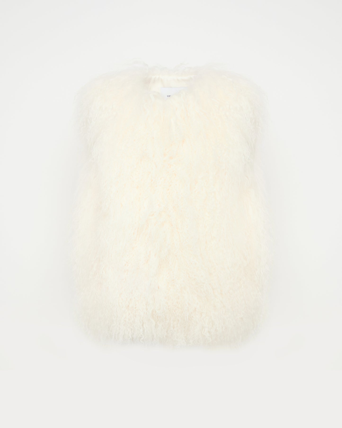Sleeveless  gilet in long haired lamb -Yves Salomon