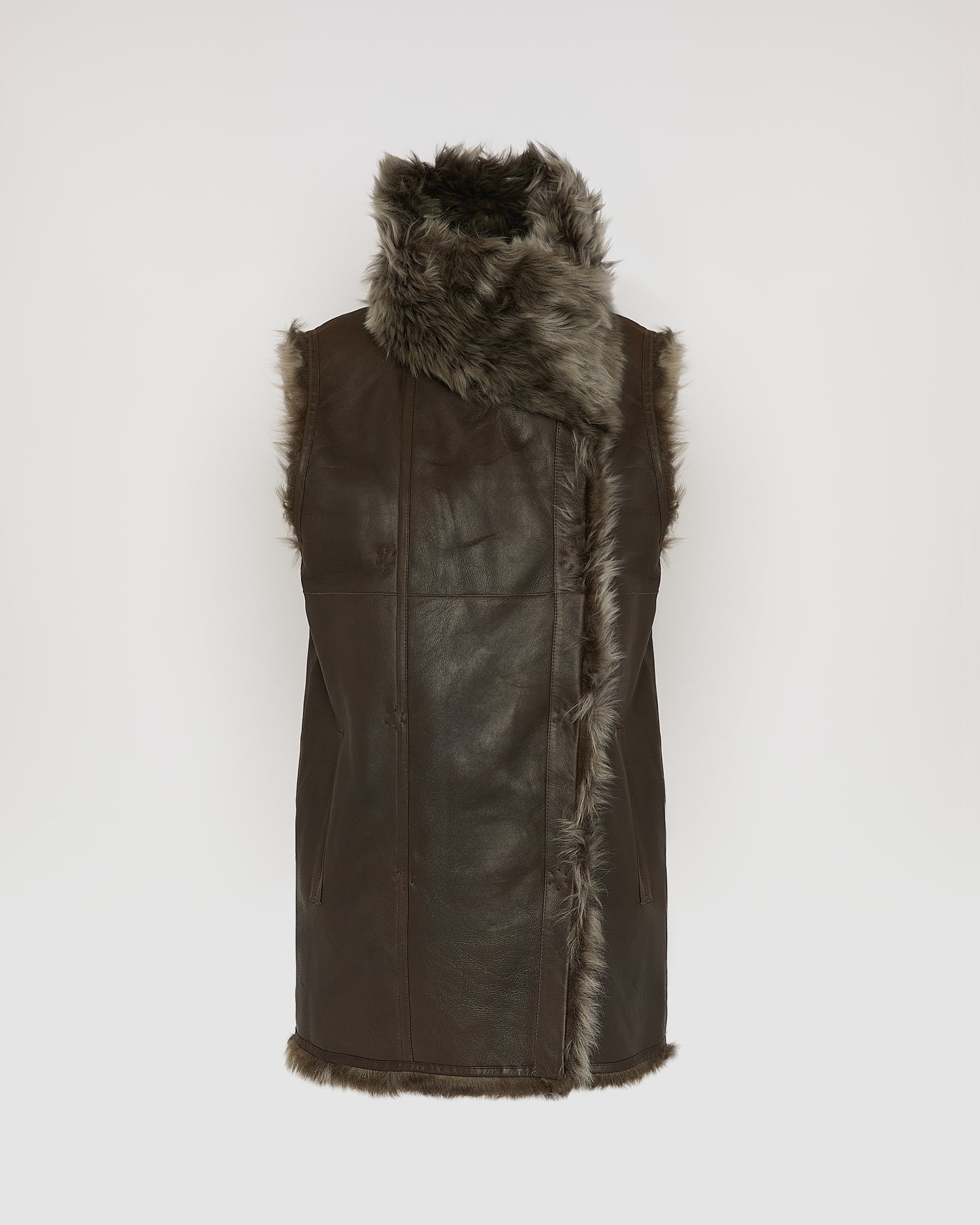 Long reversible gilet in Toscana lambskin -Yves Salomon