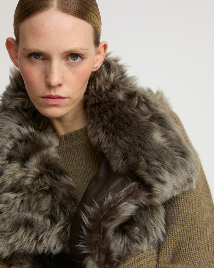 Long reversible gilet in Toscana lambskin -Yves Salomon