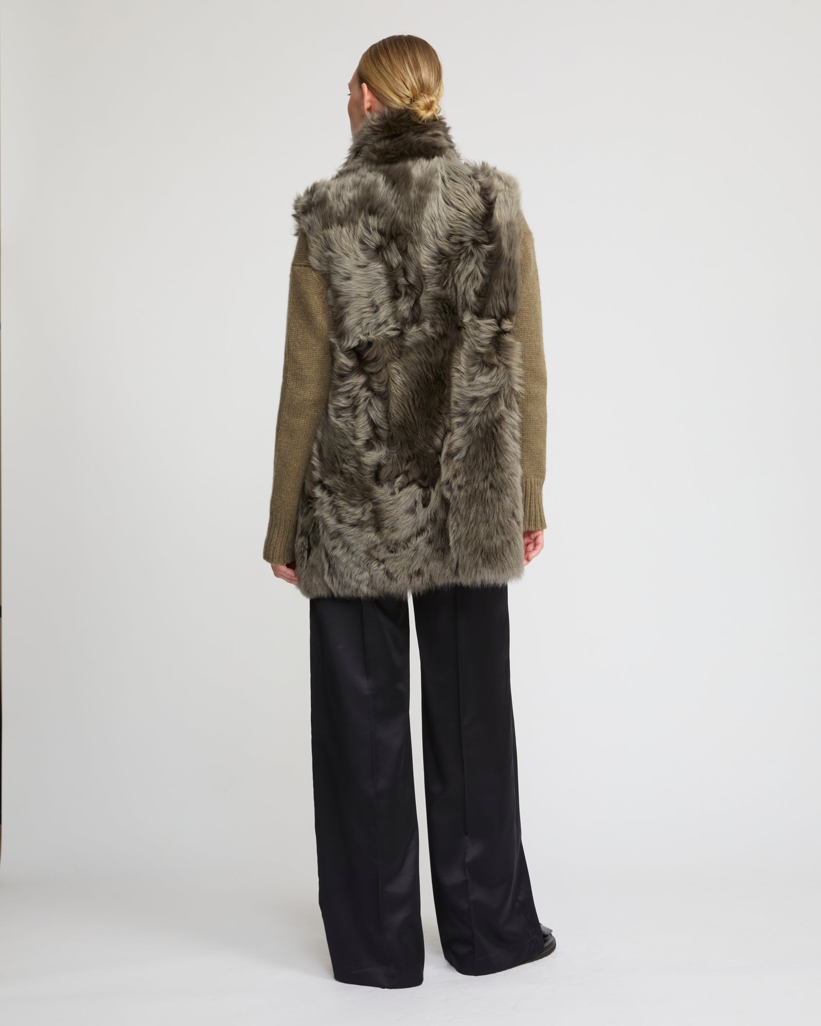 Long reversible gilet in Toscana lambskin -Yves Salomon