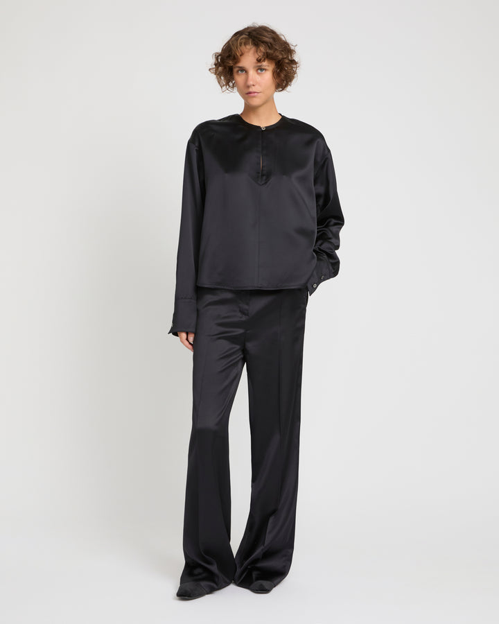 Heavy wool satin blouse