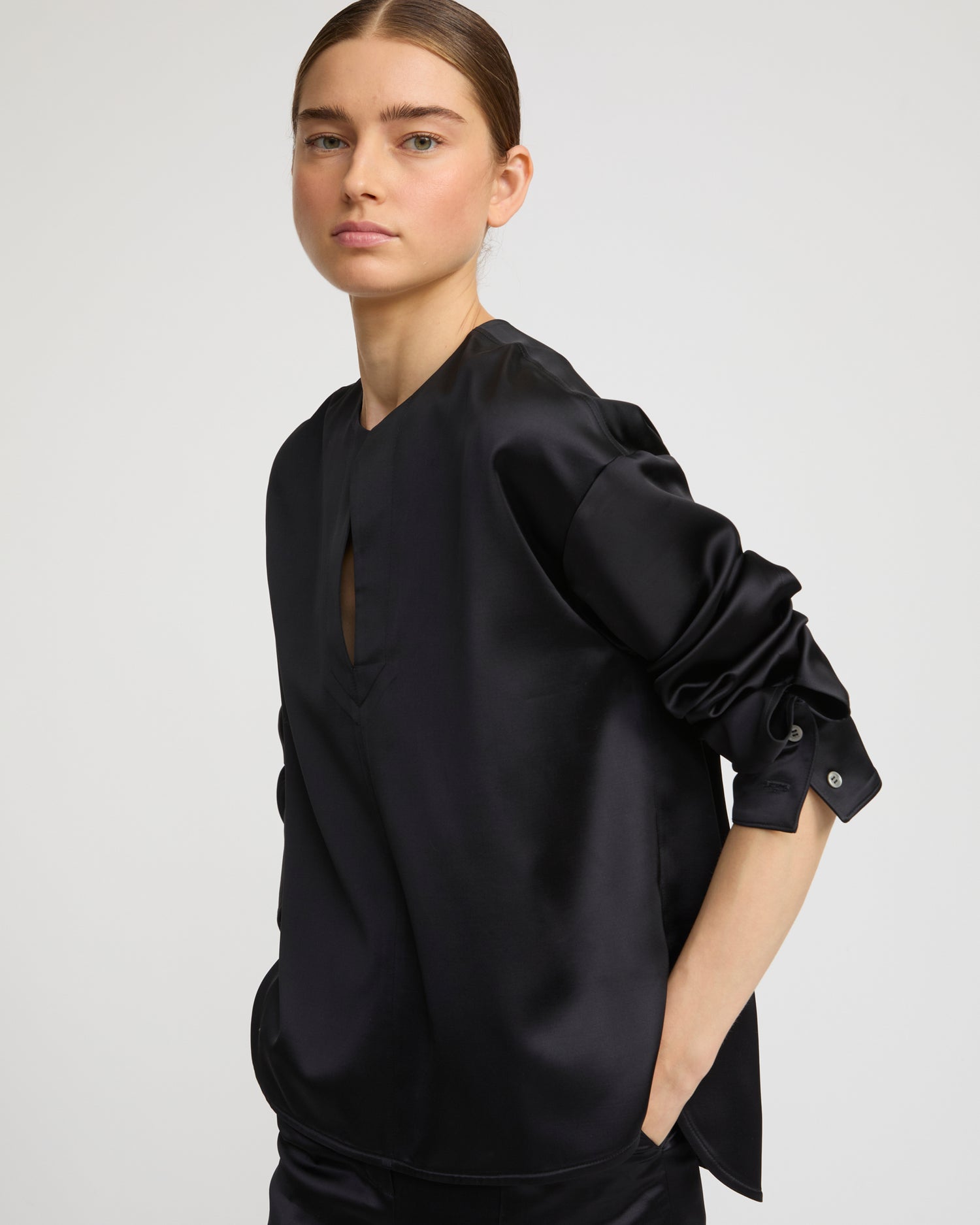 Heavy wool satin blouse -Yves Salomon