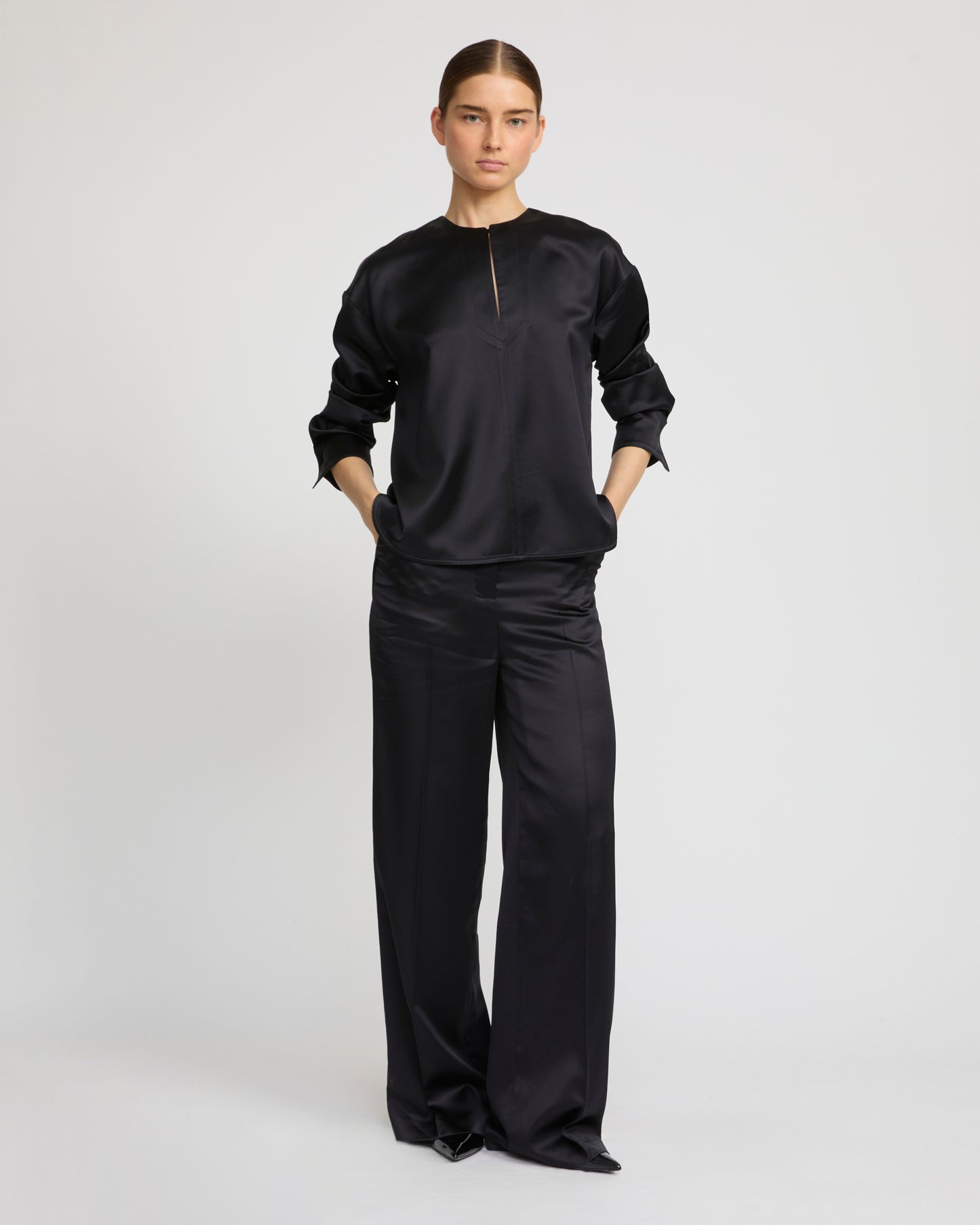 Heavy wool satin blouse