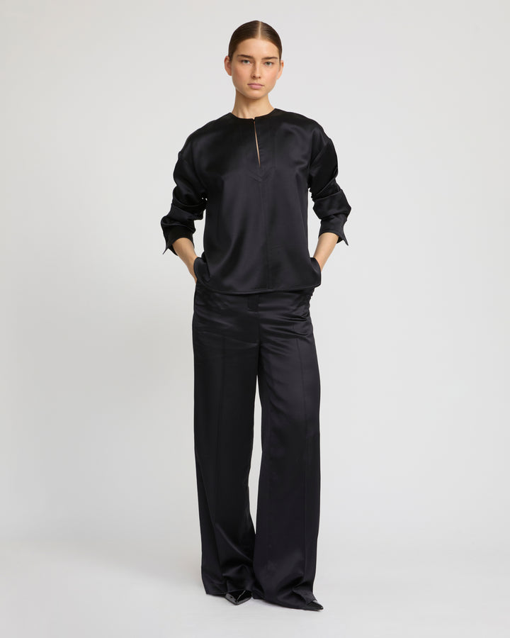 Heavy wool satin blouse