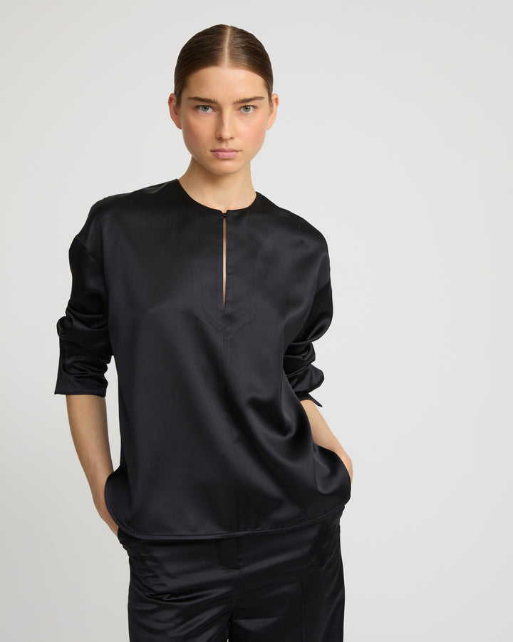 Heavy wool satin blouse