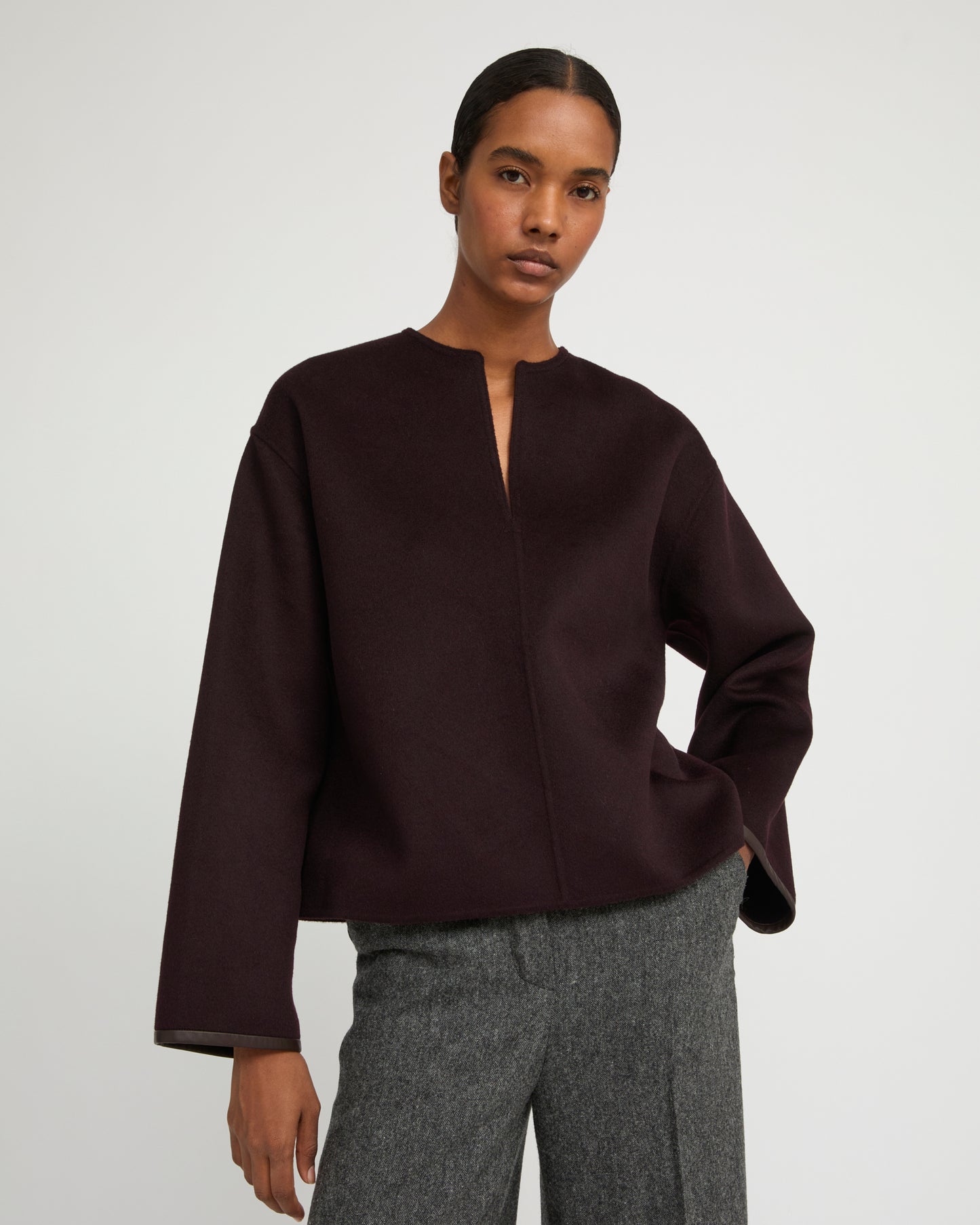 Double-sided cashmere-blend pea jacket