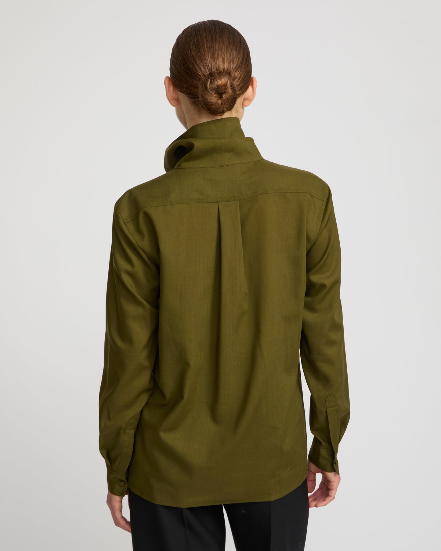 Wool voile draped blouse