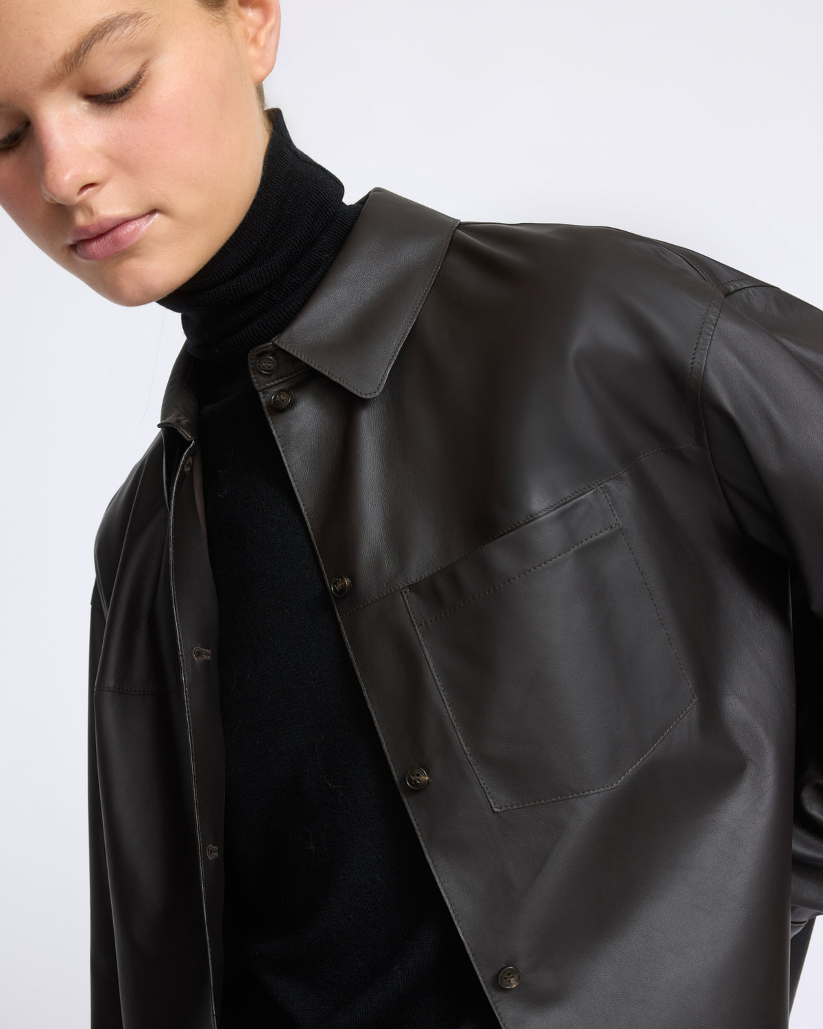 Cropped shirt in fine lamb leather - Yves Salomon - New Fall/Winter Collection