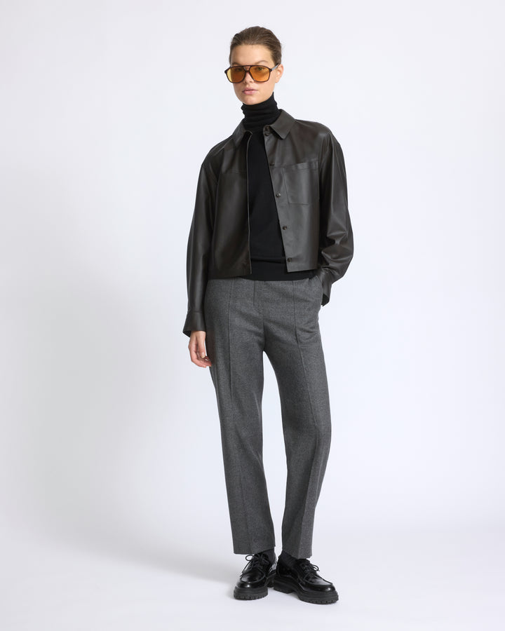 Cropped shirt in fine lamb leather - Yves Salomon - New Fall/Winter Collection