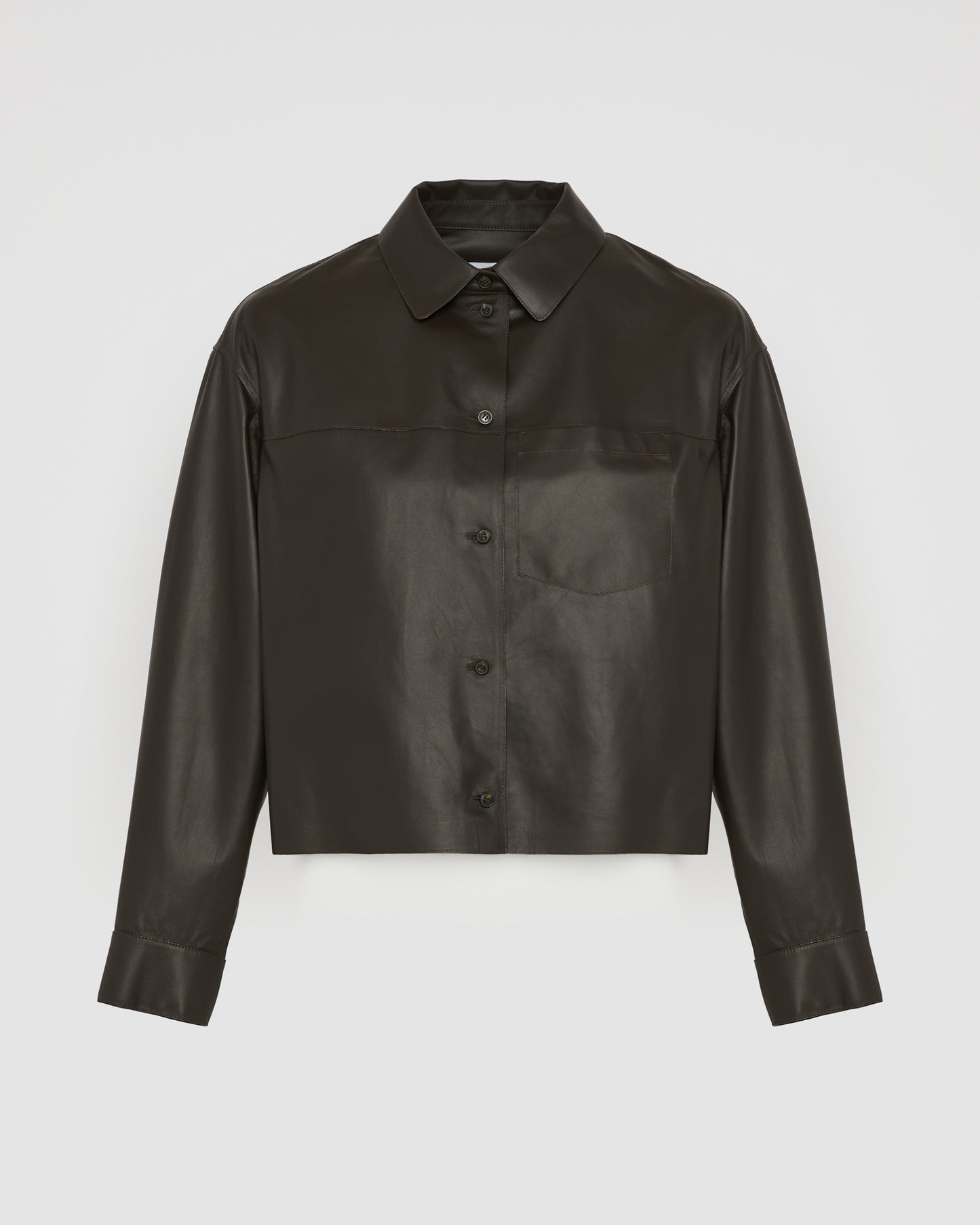 Cropped shirt in fine lamb leather