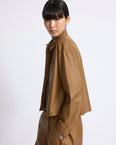 Cropped shirt in fine lamb leather