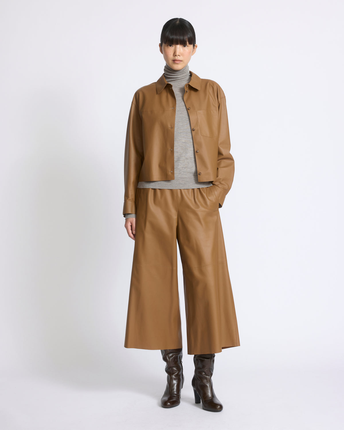Cropped shirt in fine lamb leather - Yves Salomon - New Fall/Winter Collection