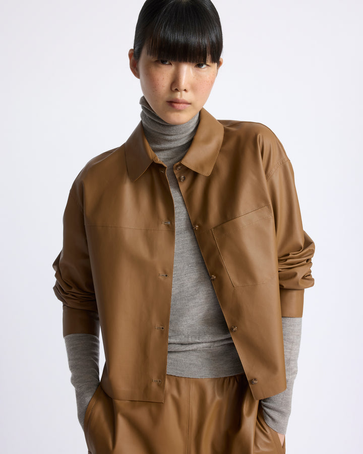Cropped shirt in fine lamb leather - Yves Salomon - New Fall/Winter Collection