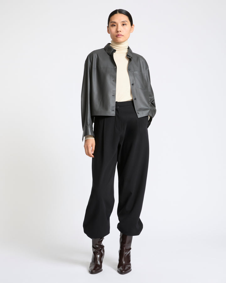 Cropped shirt in fine lamb leather - Yves Salomon - New Fall Winter Collection