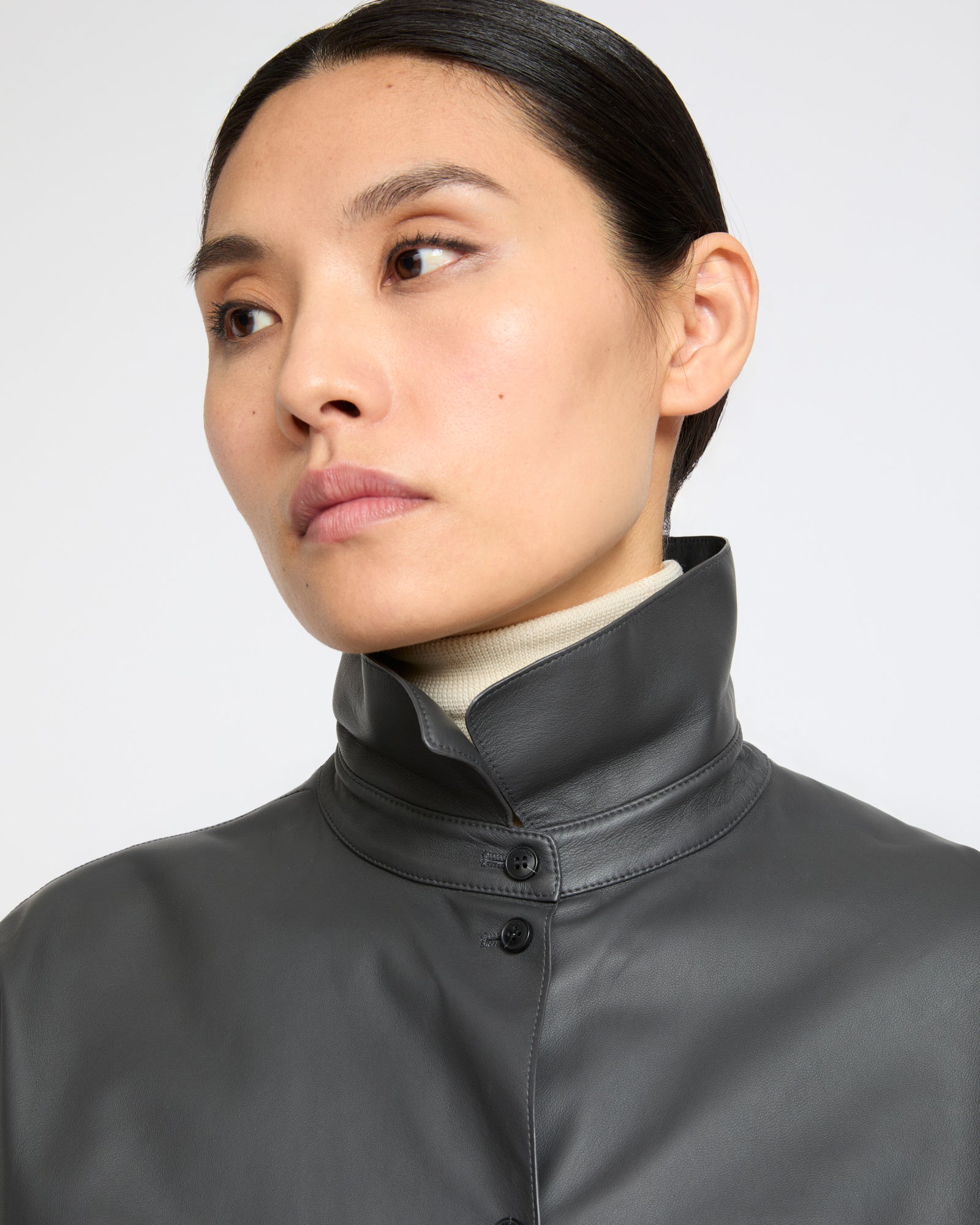 Cropped shirt in fine lamb leather - Yves Salomon - New Fall Winter Collection