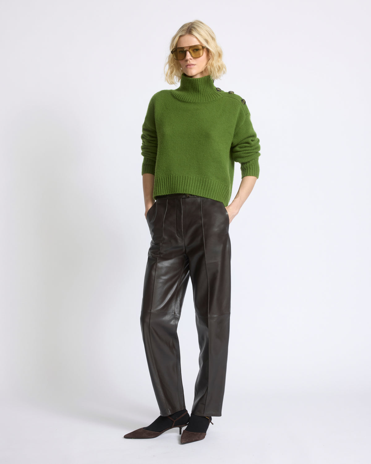 Short oversized knitted sweater - Yves Salomon - New Fall/Winter Collection