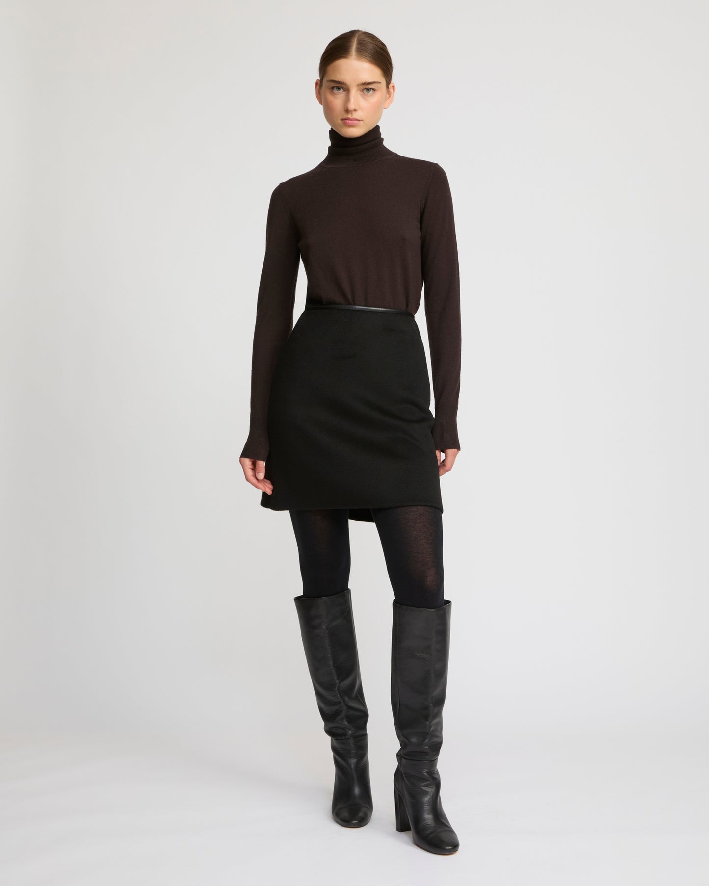 Double-sided cashmere-blend skirt