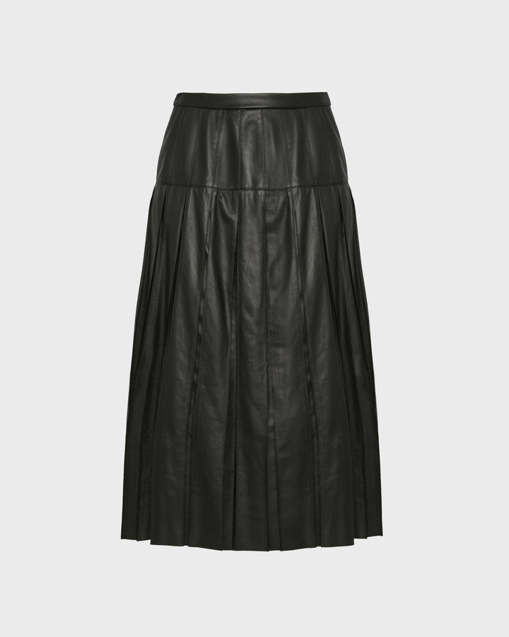 Fine lamb leather pleated skirt -Yves Salomon