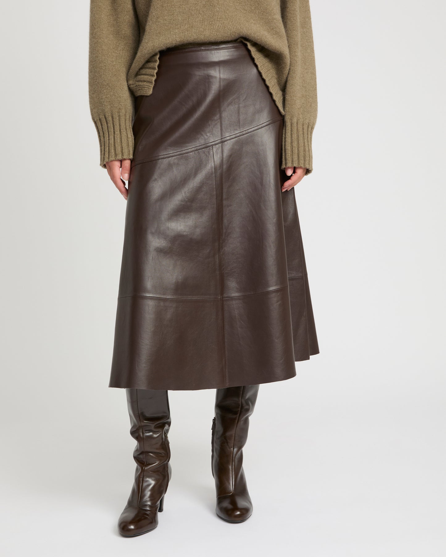Flared lamb leather skirt -Yves Salomon
