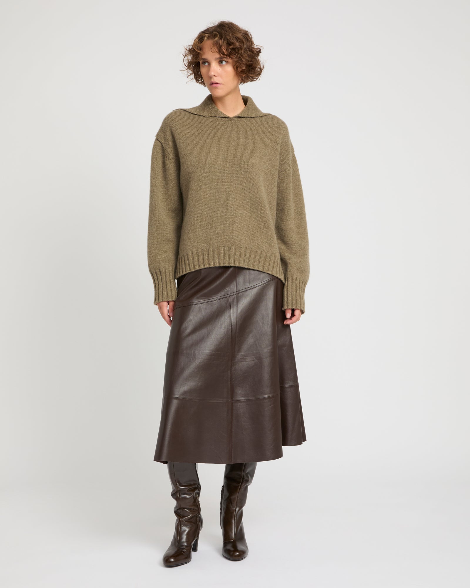 Flared lamb leather skirt -Yves Salomon