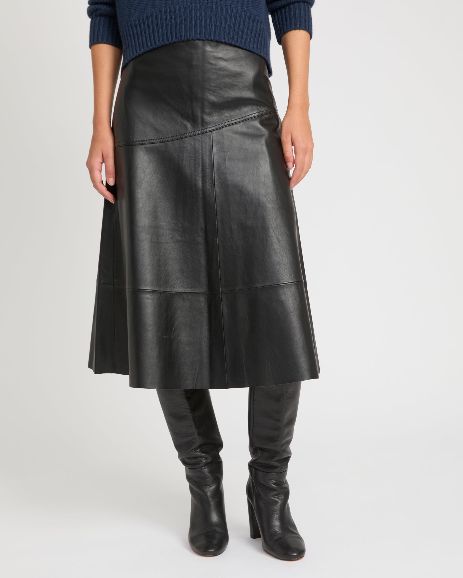 Flared lamb leather skirt - black - Yves Salomon – Yves Salomon UK