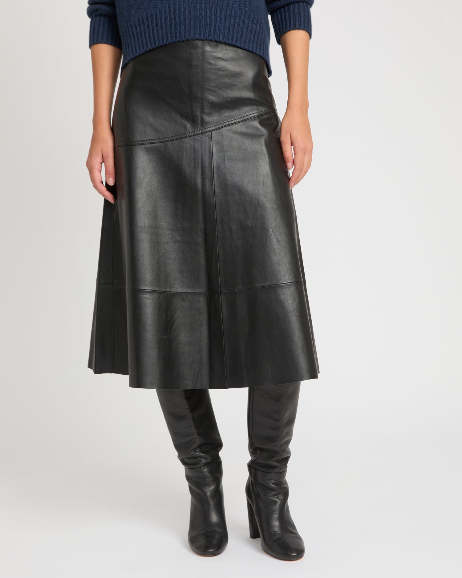 Flared lamb leather skirt -Yves Salomon