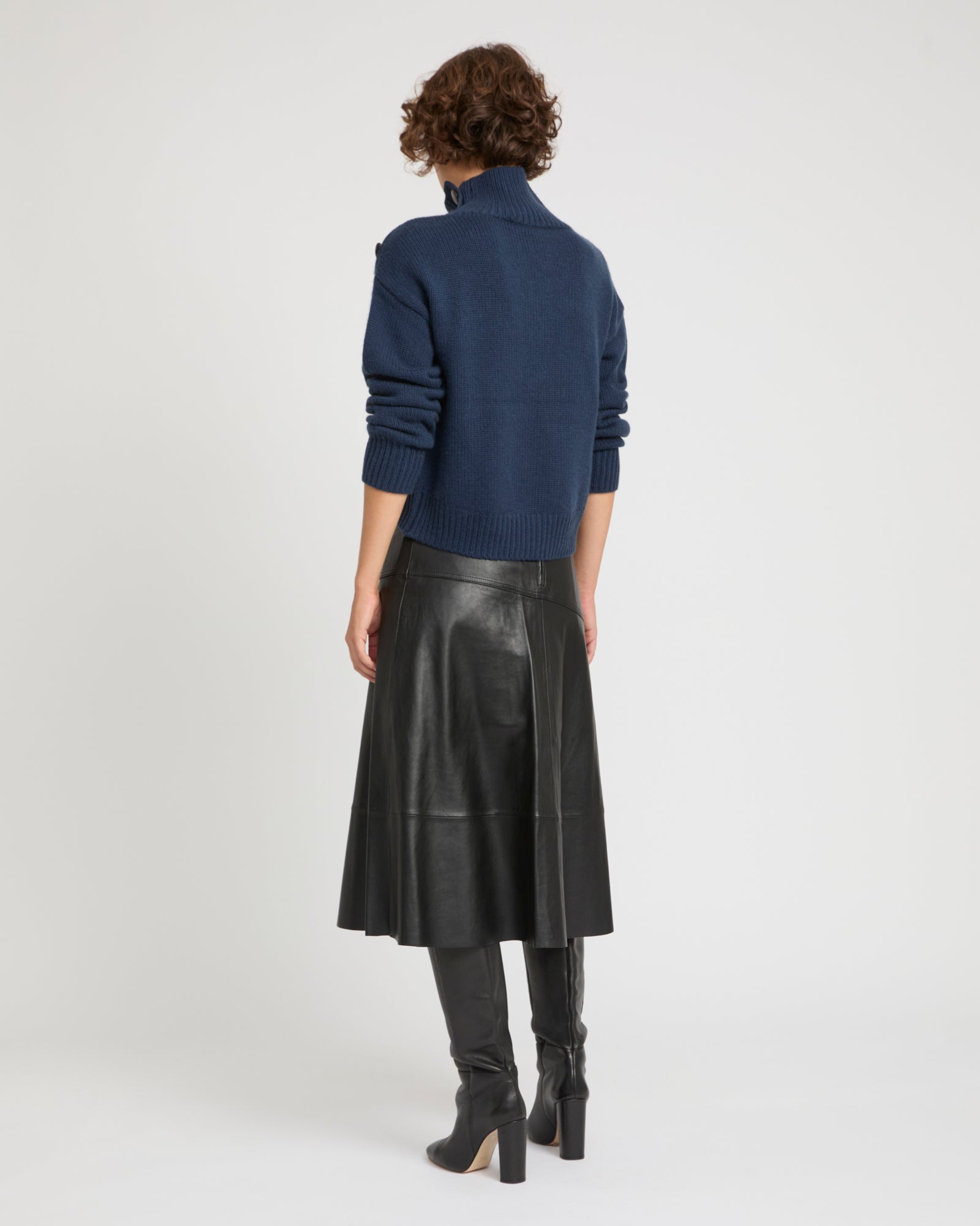 Flared lamb leather skirt - black - Yves Salomon – Yves Salomon UK