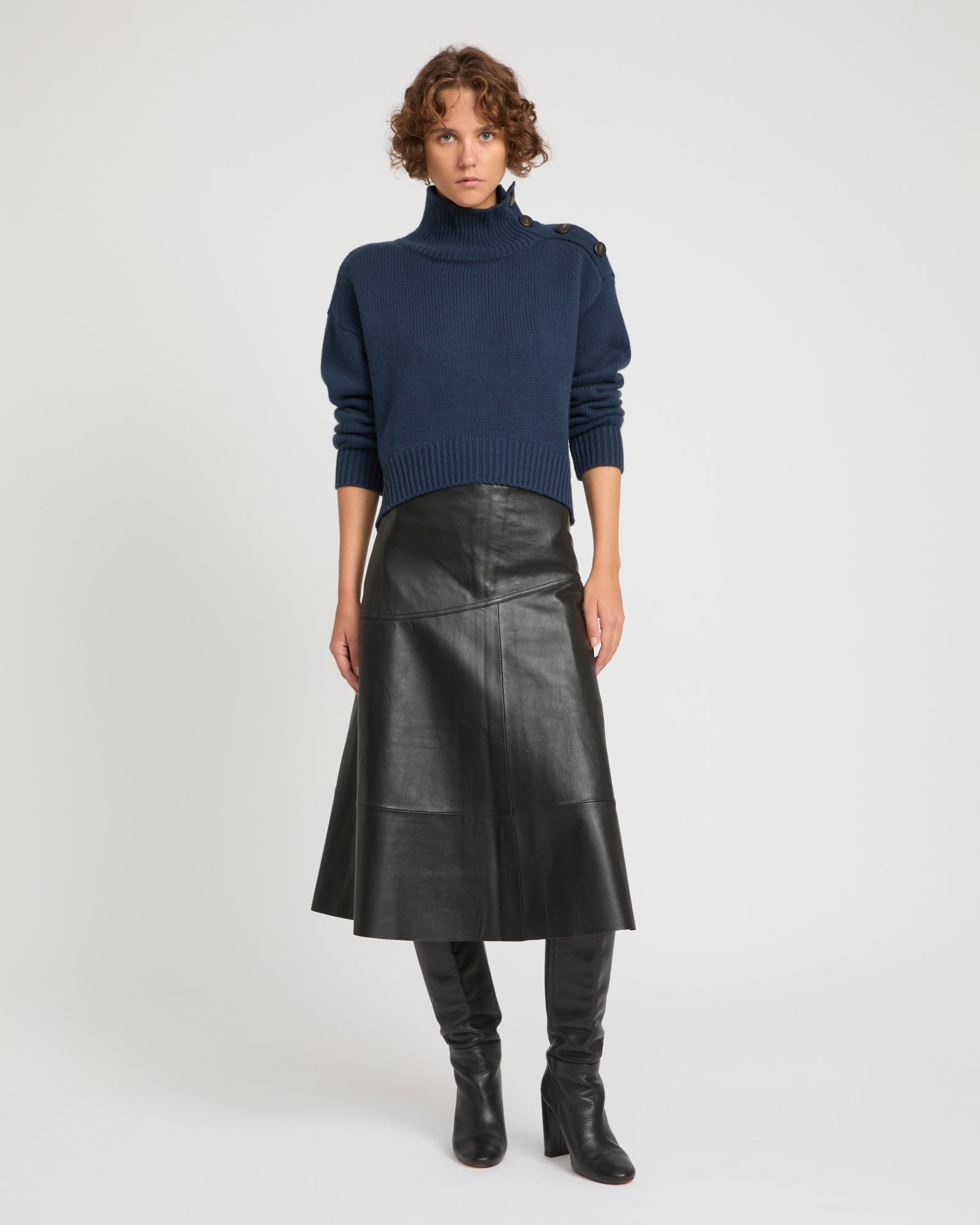 Flared lamb leather skirt -Yves Salomon