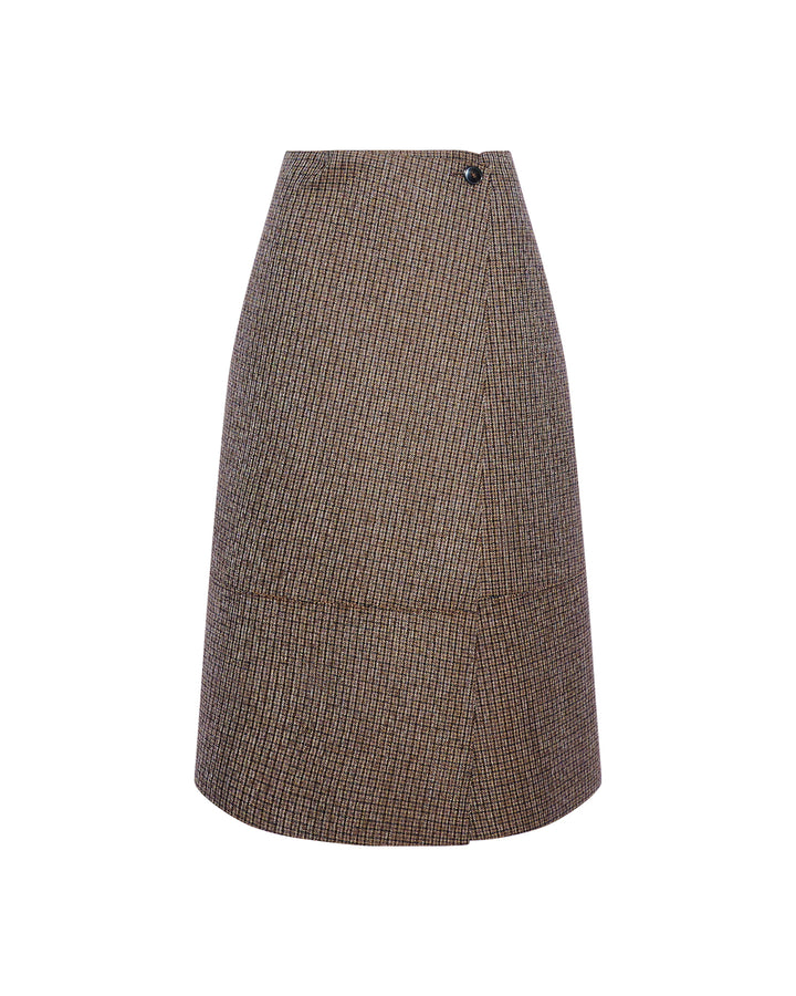 Woollen bonded leather wrap skirt