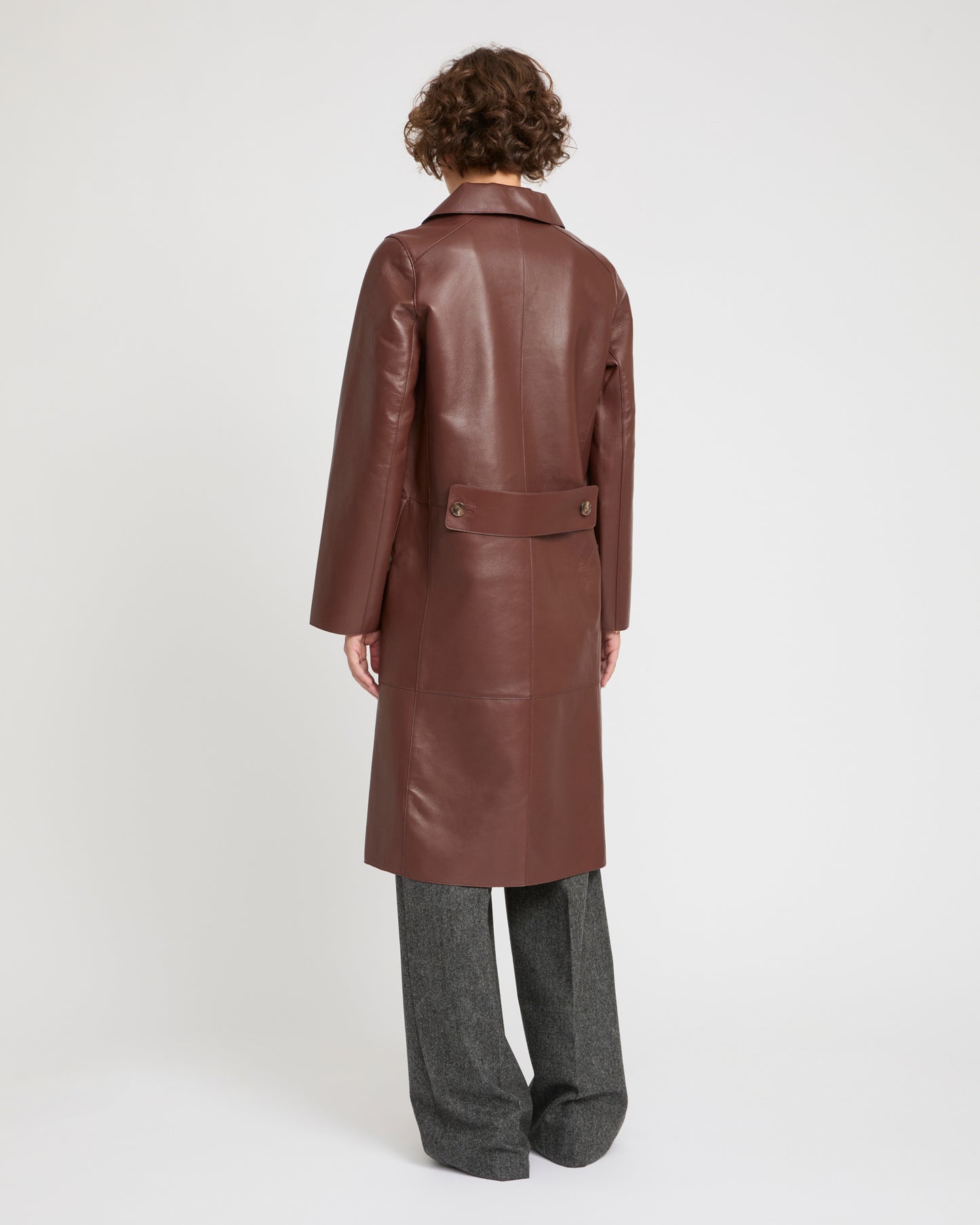 Double-breasted trench coat in bonded leather and wool -Yves Salomon