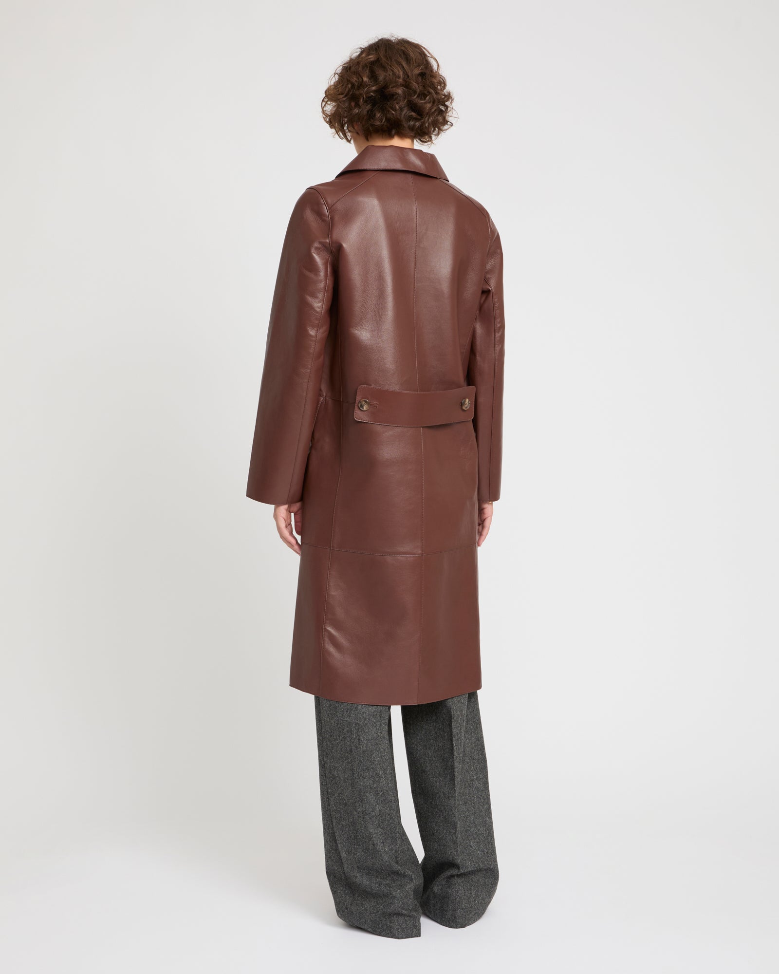 Double-breasted trench coat in bonded leather and wool -Yves Salomon