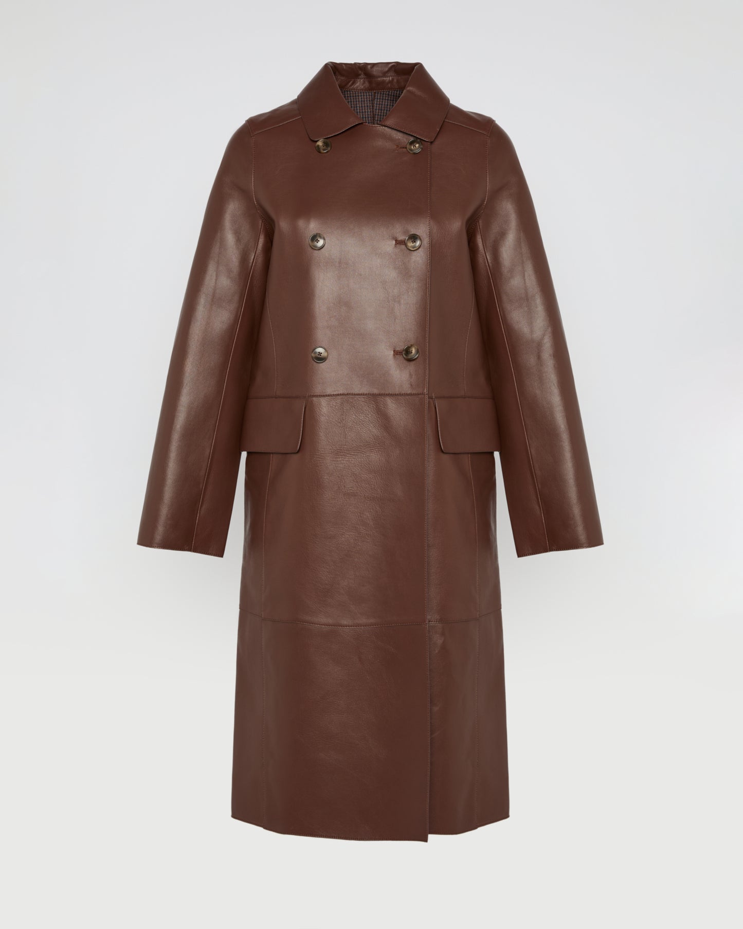 Double-breasted trench coat in bonded leather and wool -Yves Salomon