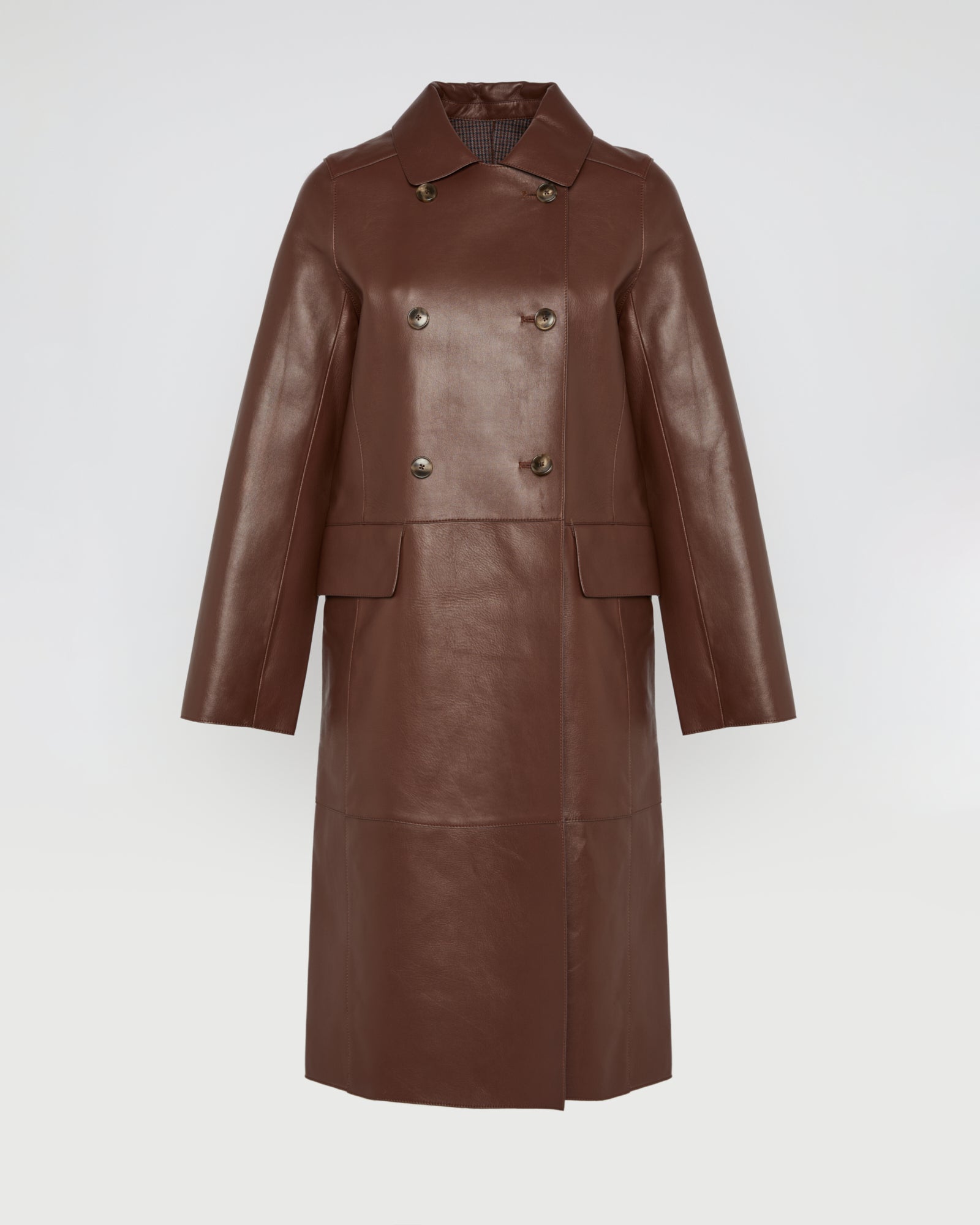 Double-breasted trench coat in bonded leather and wool -Yves Salomon