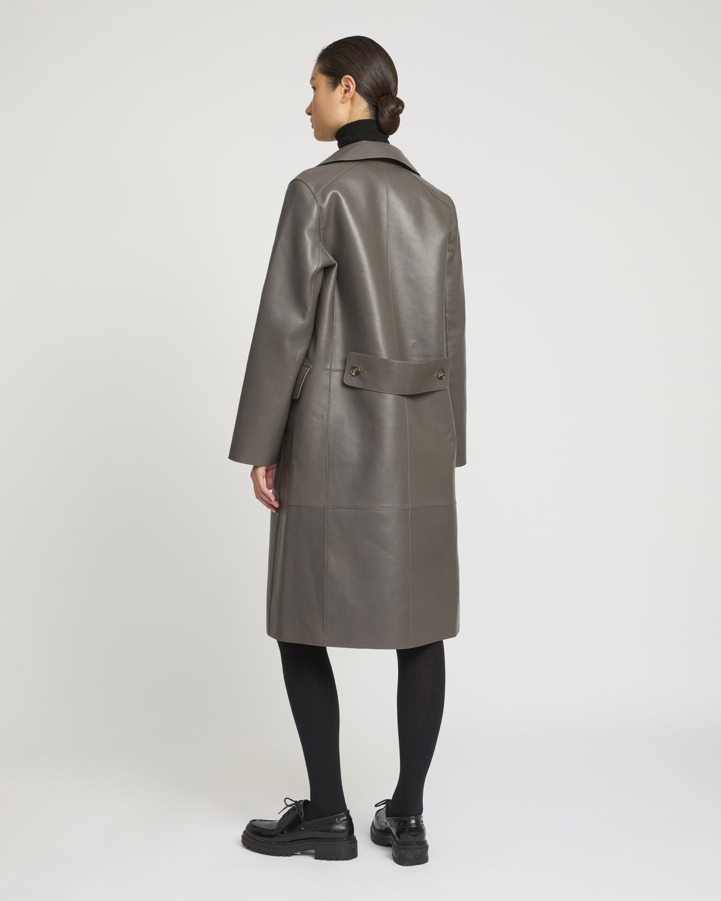Double-breasted trench coat in bonded leather and wool -Yves Salomon