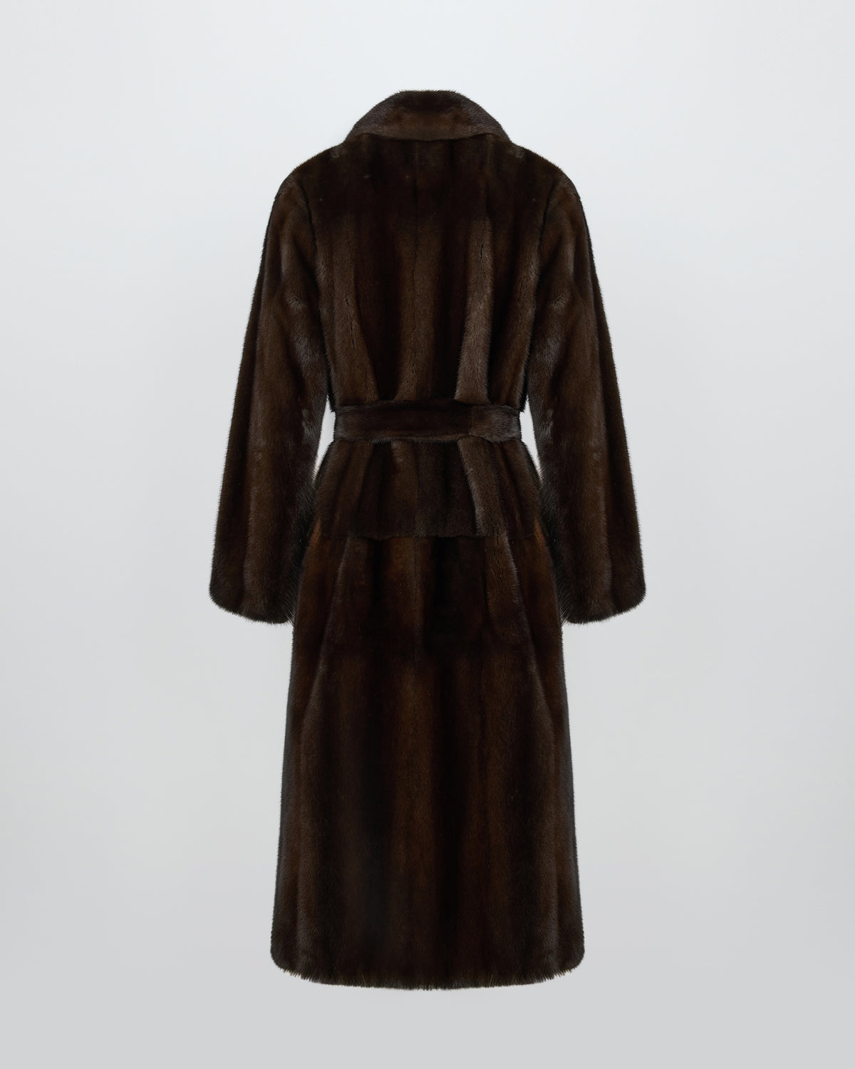 Long-haired mink fur belted maxi coat with tailored collar - Yves Salomon - New Fall/Winter Collection