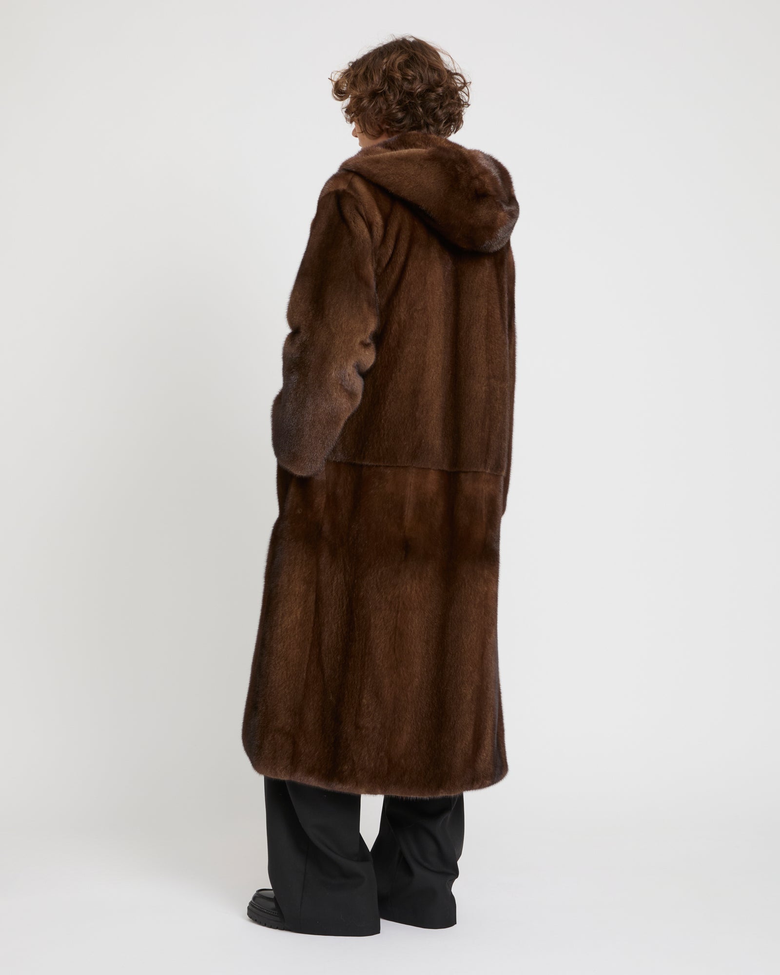 Long hooded coat in long-haired mink fur -Yves Salomon
