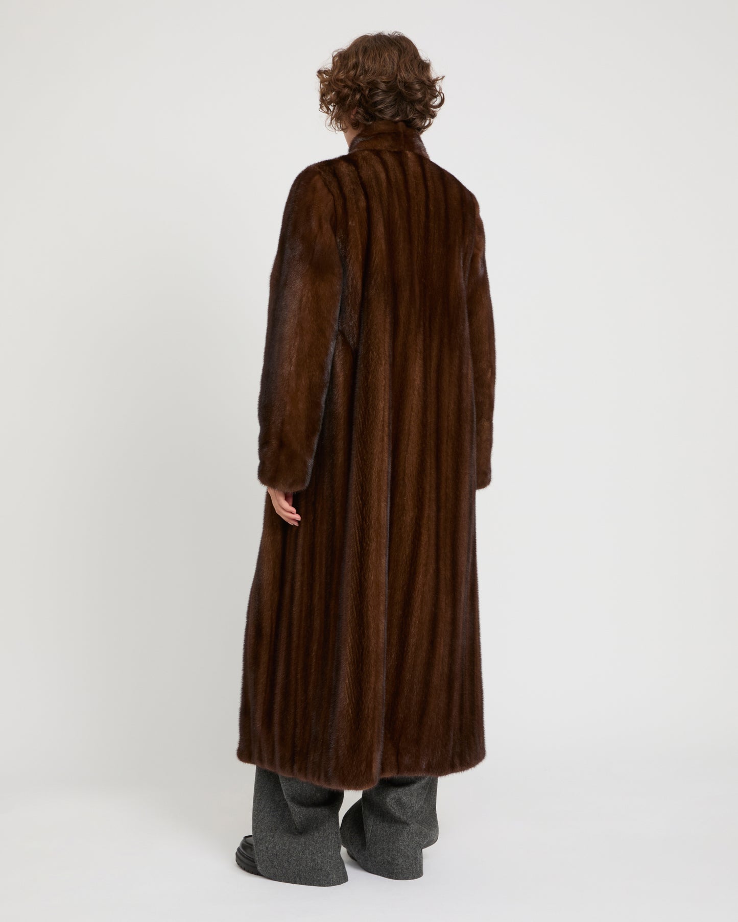 Maxi belted coat in long-haired mink fur -Yves Salomon