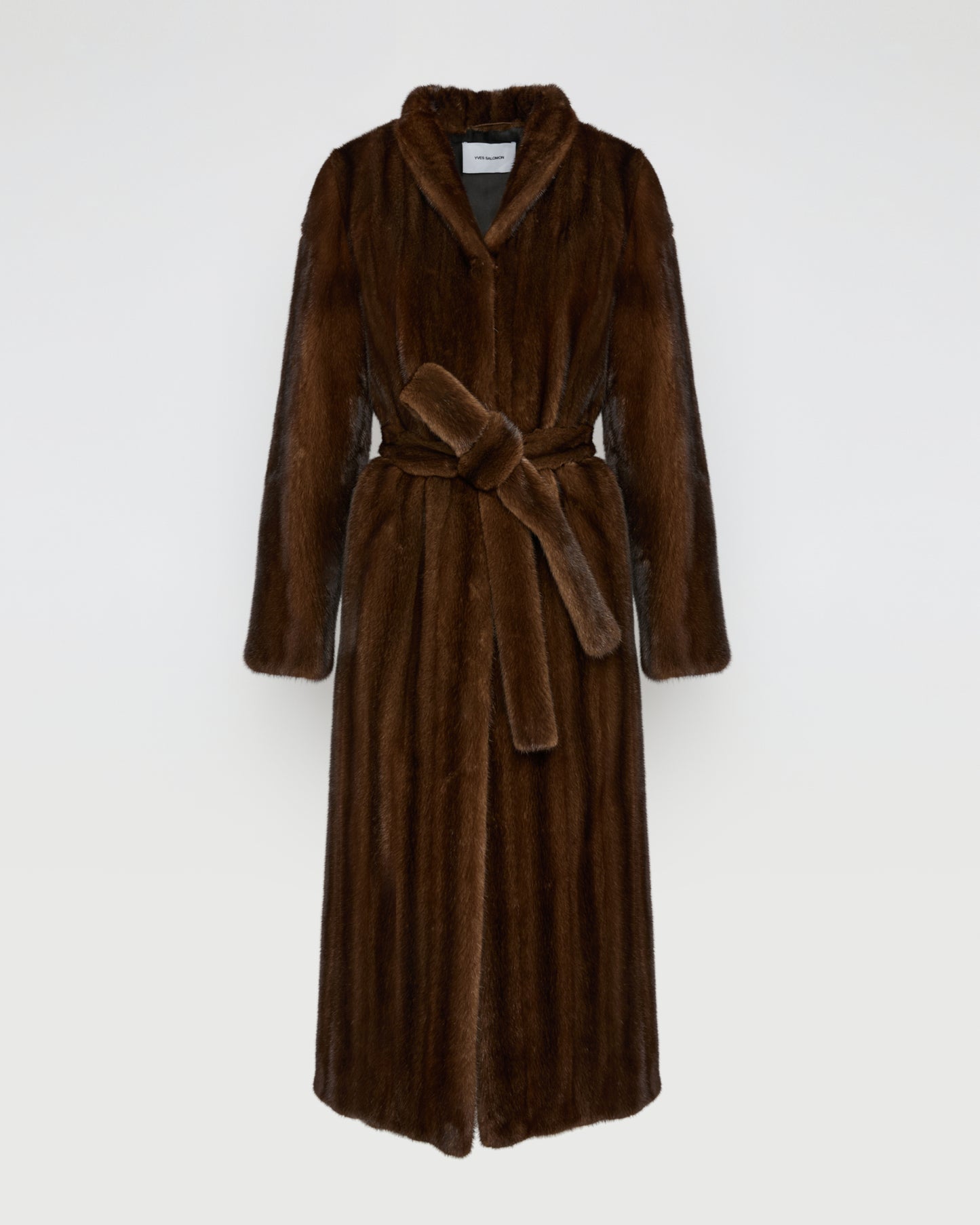 Maxi belted coat in long-haired mink fur -Yves Salomon
