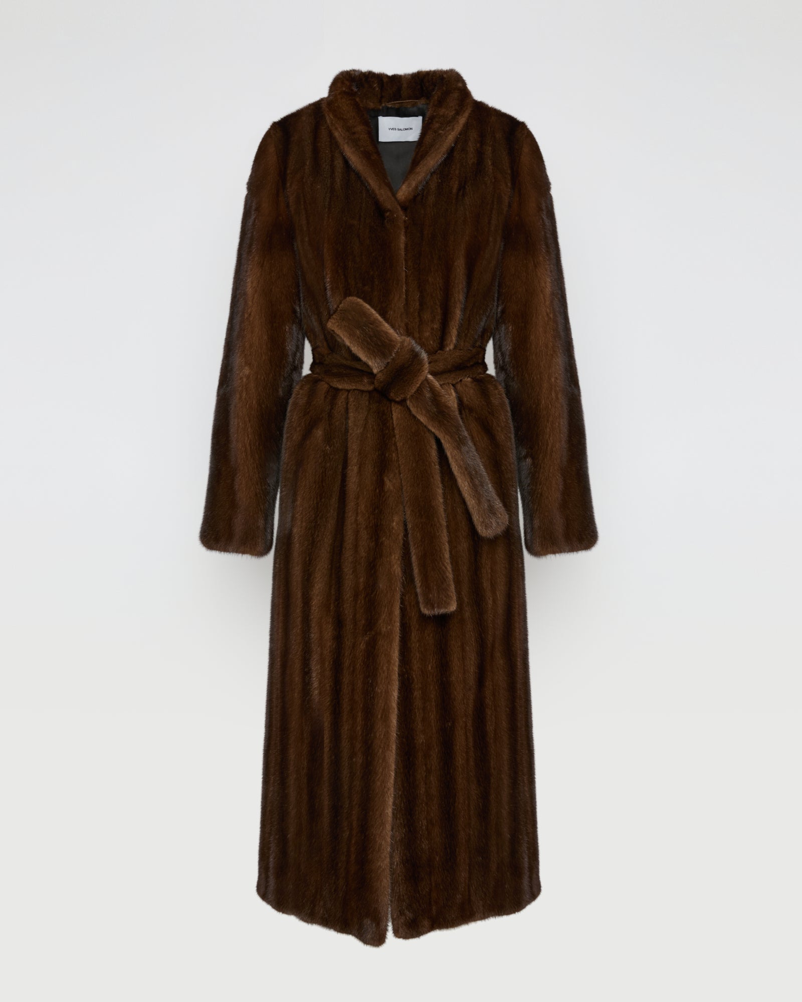 Maxi belted coat in long-haired mink fur -Yves Salomon