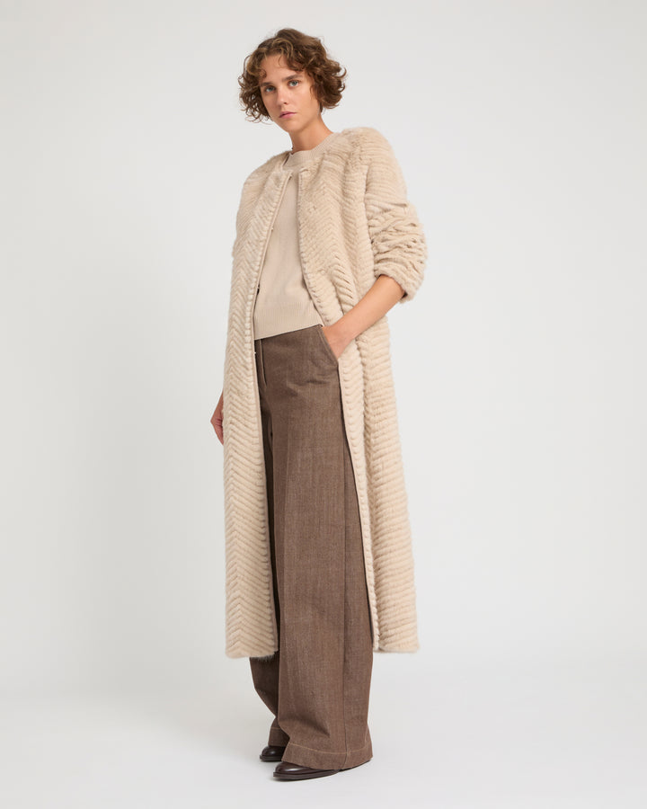 Long coat in Merino knit and mink fur -Yves Salomon