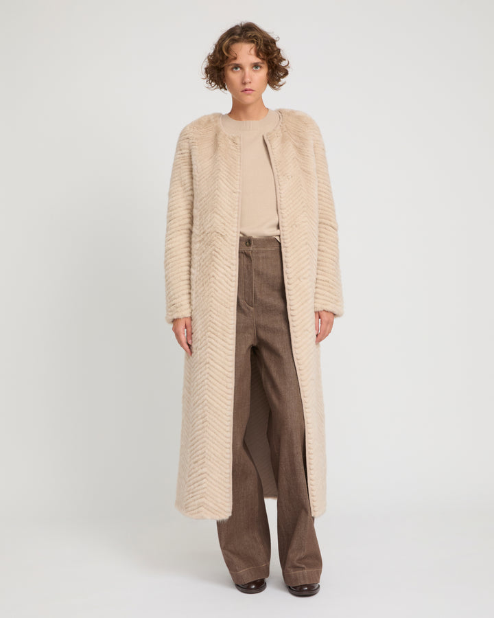 Long coat in Merino knit and mink fur -Yves Salomon