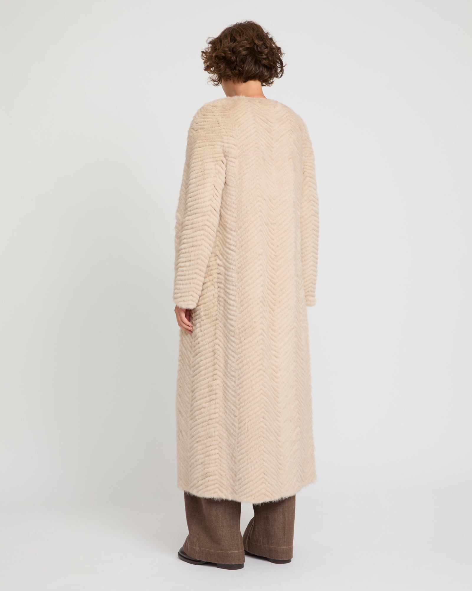 Long coat in Merino knit and mink fur -Yves Salomon