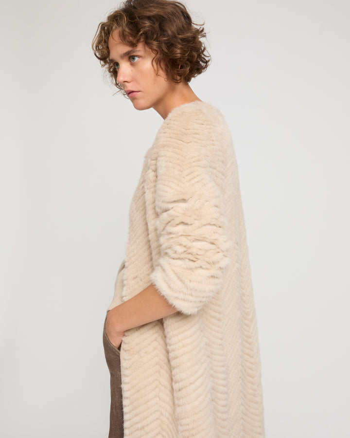 Long coat in Merino knit and mink fur -Yves Salomon
