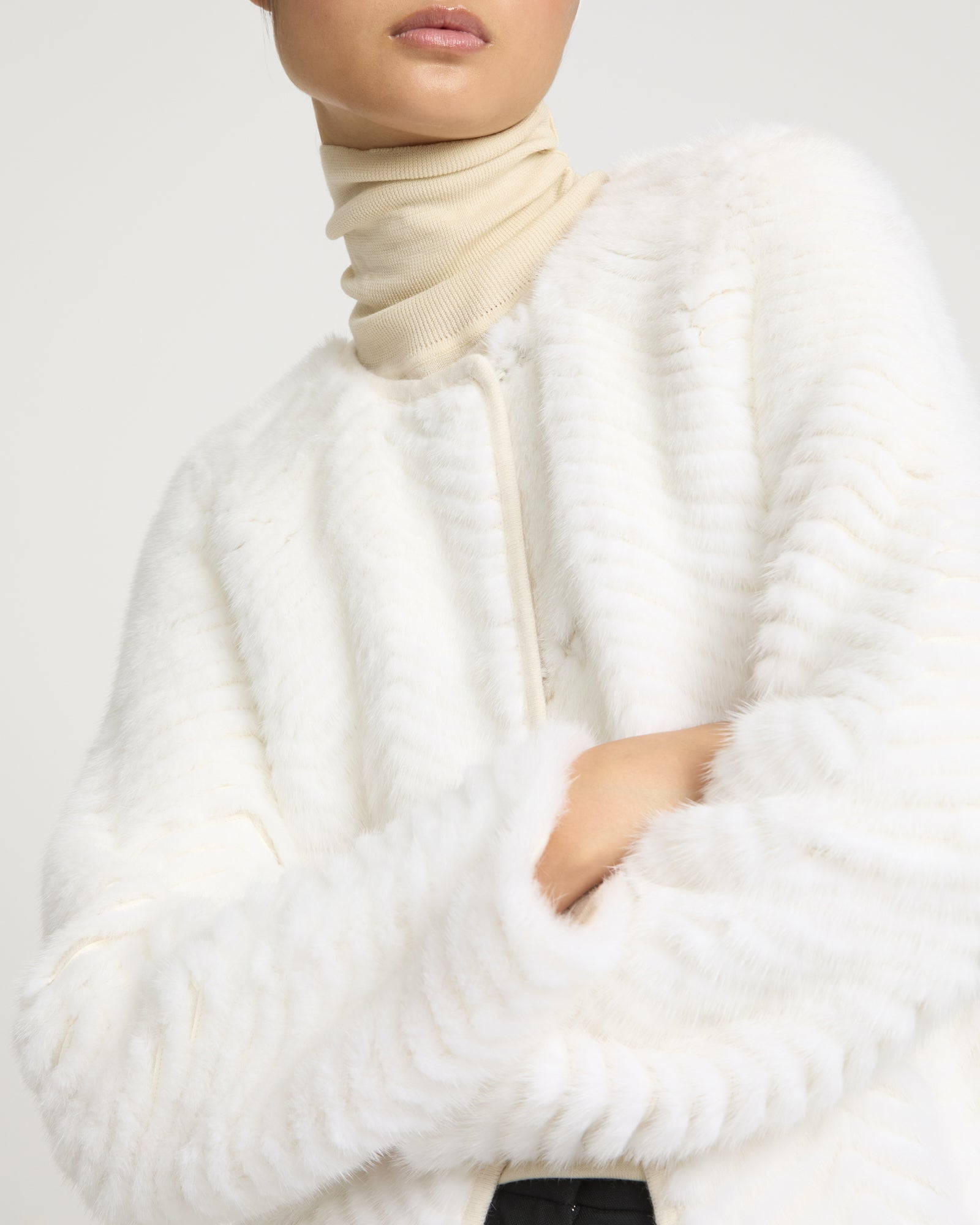 Long coat in Merino knit and mink fur -Yves Salomon