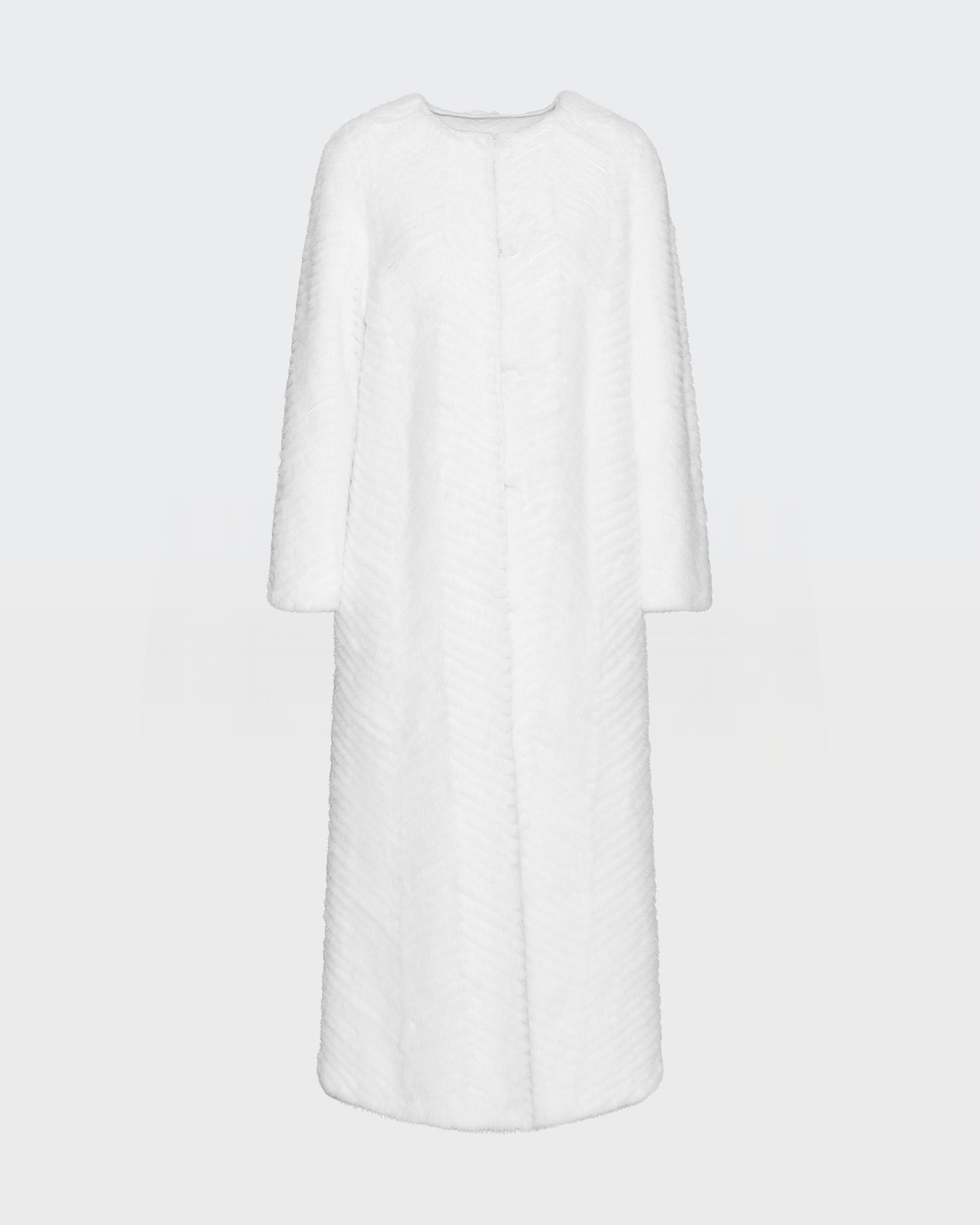 Long coat in Merino knit and mink fur