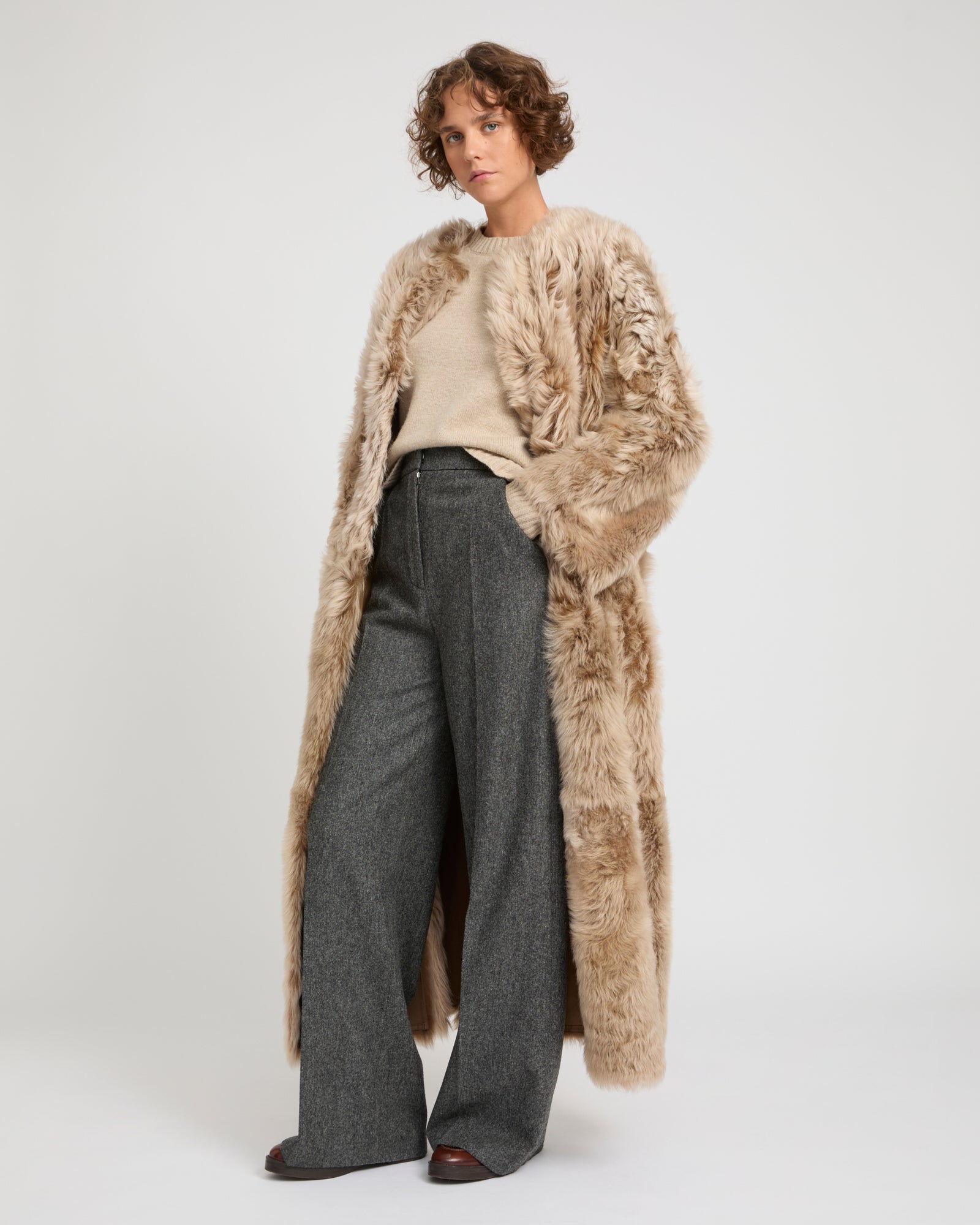 Extra long Toscana lambskin shearling coat -Yves Salomon