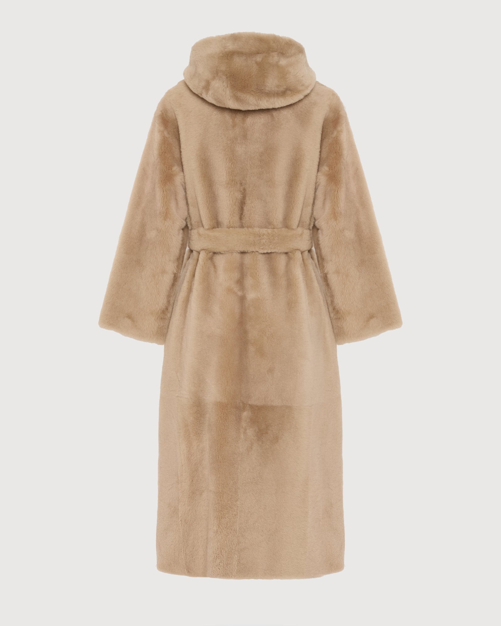 Long hooded lambskin shearling coat -Yves Salomon